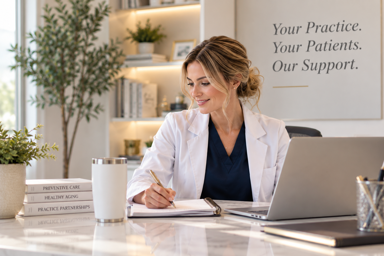 Nurse practitioner working in a professional preventive care office